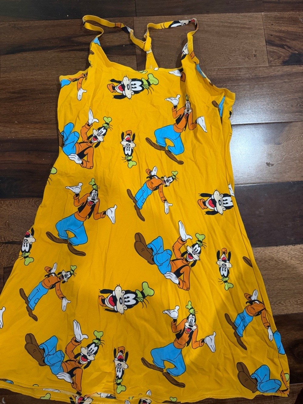 Outdoor Voices x Disney Yellow Goofy-Print dress